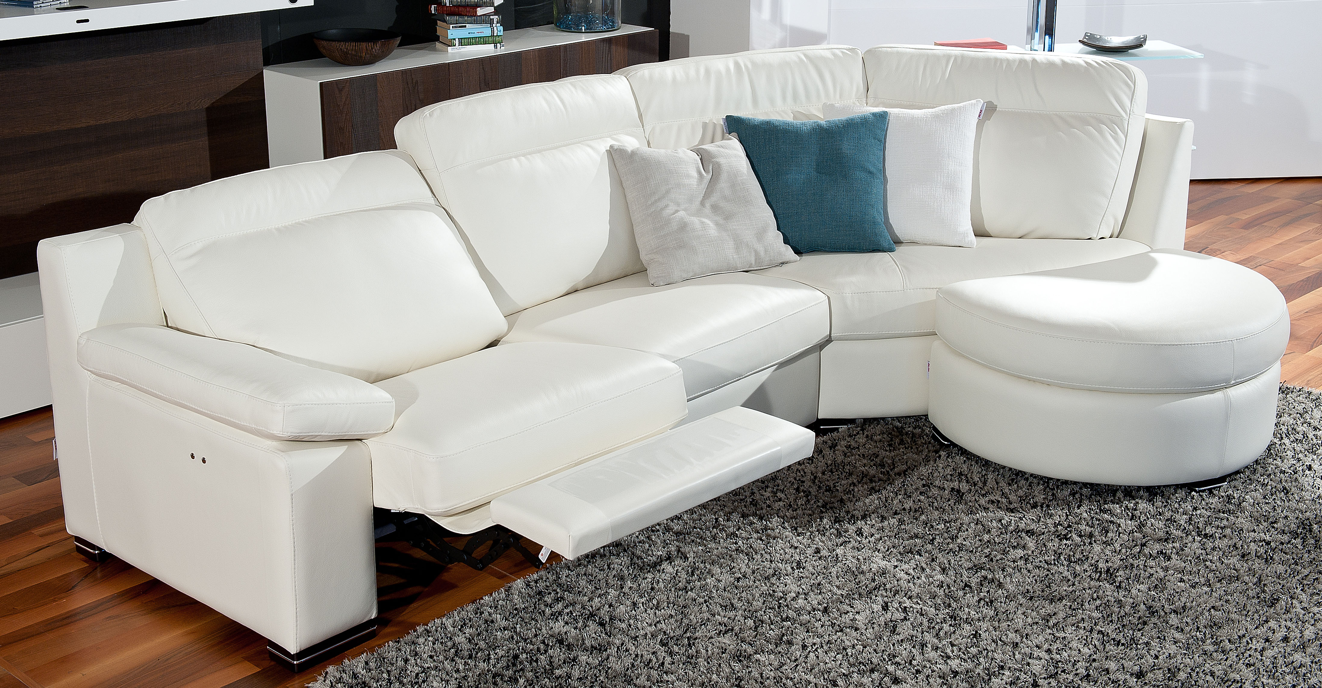 Contemporary Modern Top-Grain Italian Sectional - Click Image to Close