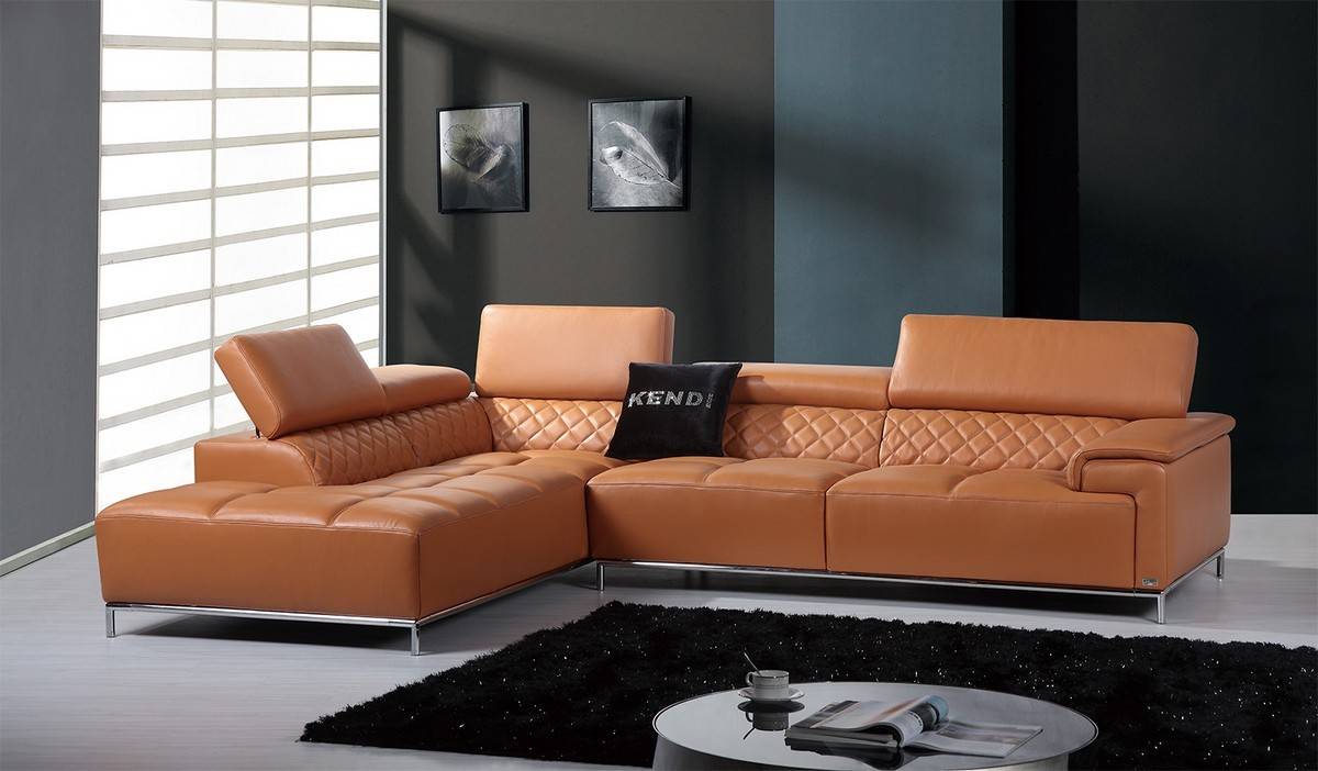 Elegant Full Italian Leather Sectionals - Click Image to Close