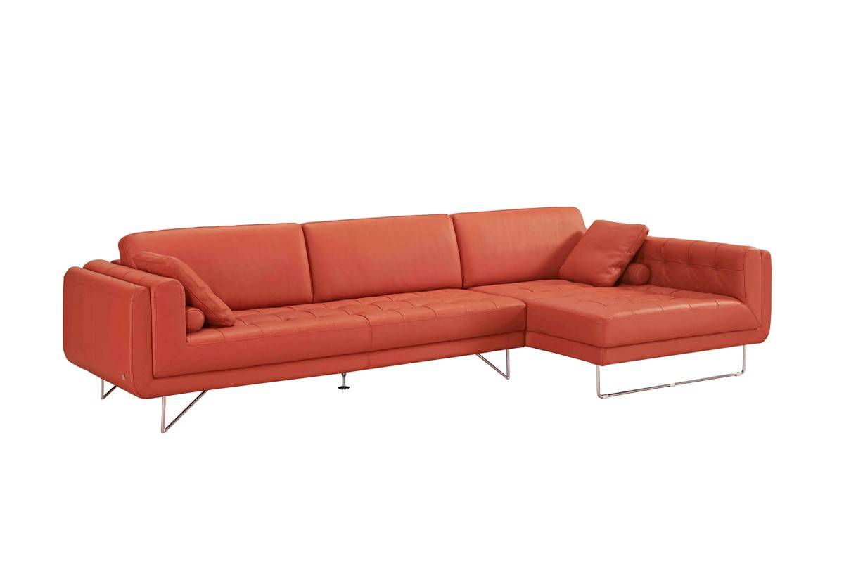 Graceful Sectional Upholstered in Real Leather - Click Image to Close