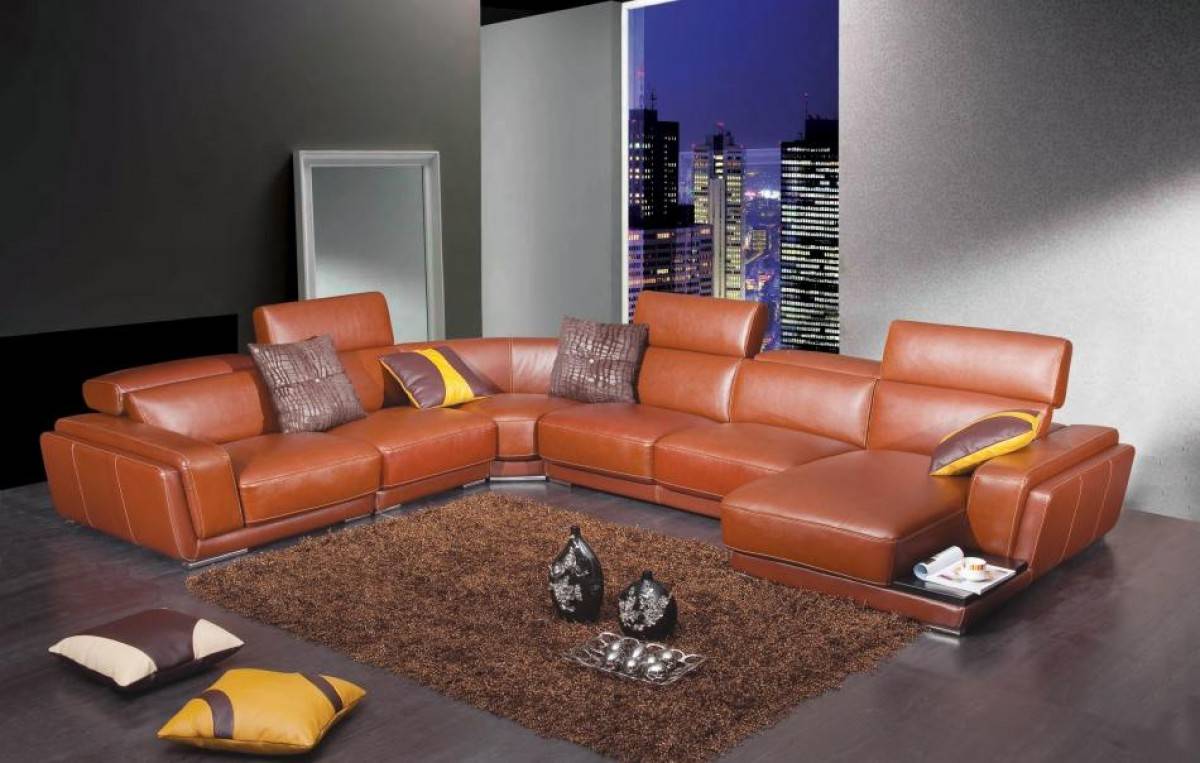 Luxurious Leather Curved Corner Sofa - Click Image to Close