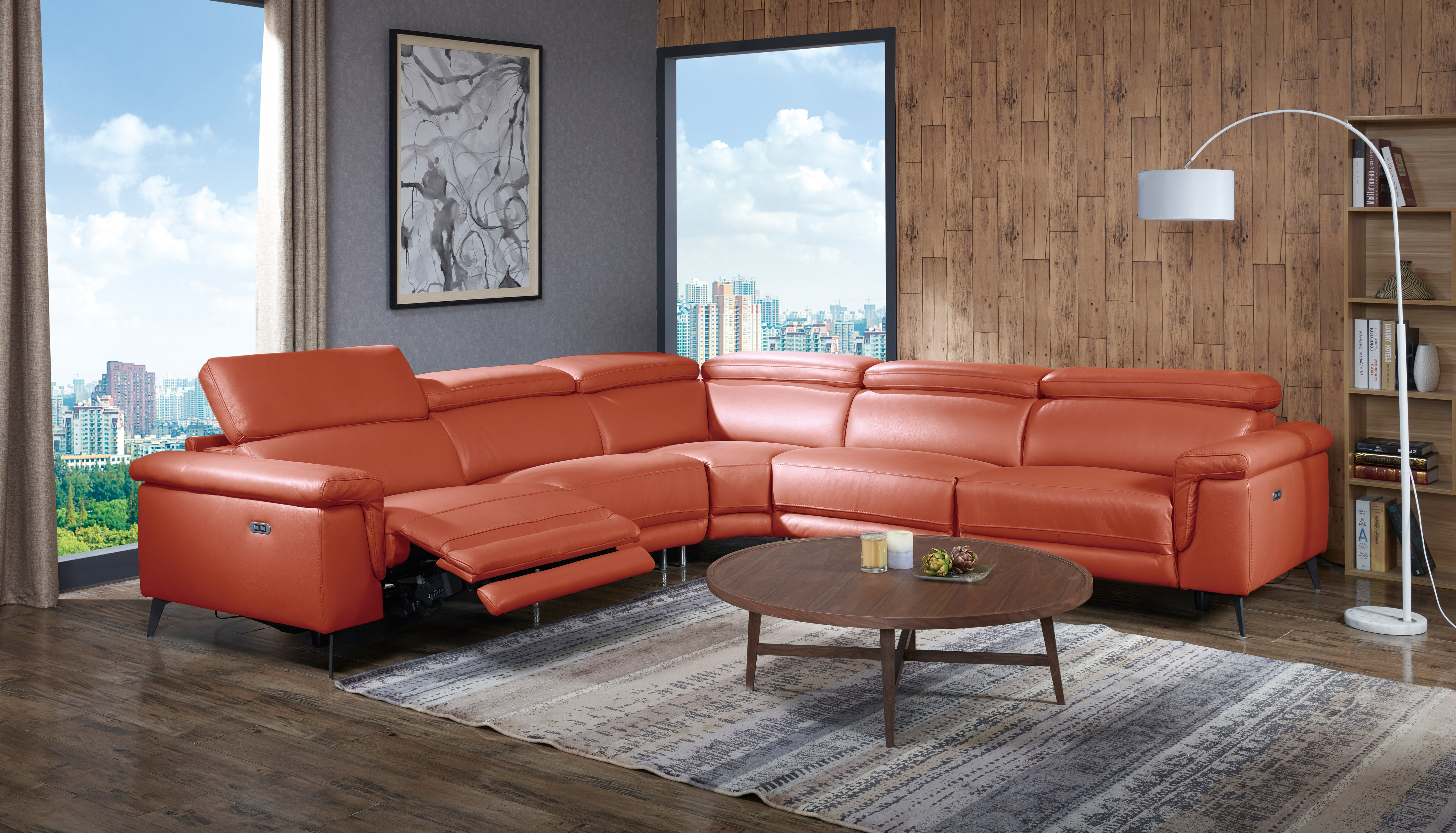 Elite Covered in Leather Sectional Beverly Hills Hendrix