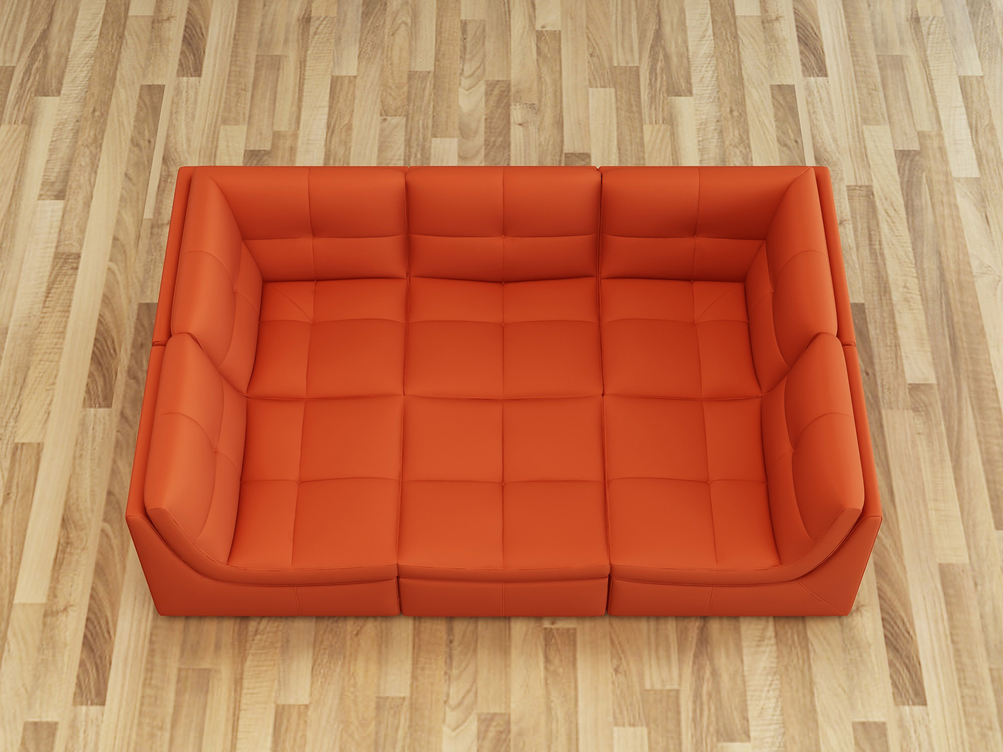 Elegant Tufted Leather Curved Corner Sofa - Click Image to Close