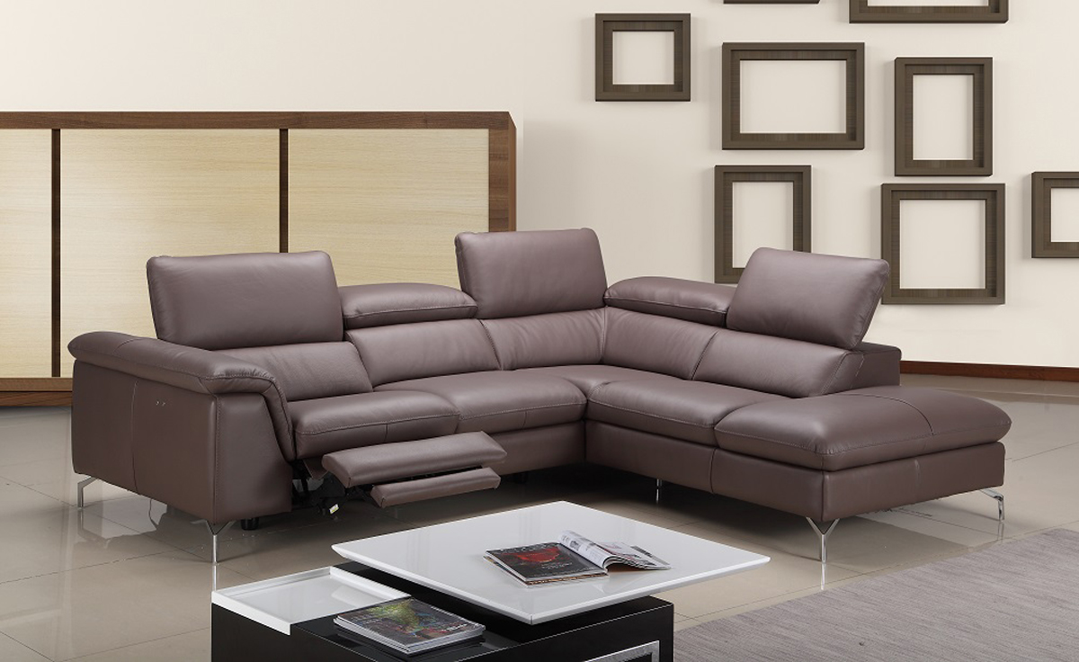 Chocolate Contemporary Sectional with a Sleek Chase and