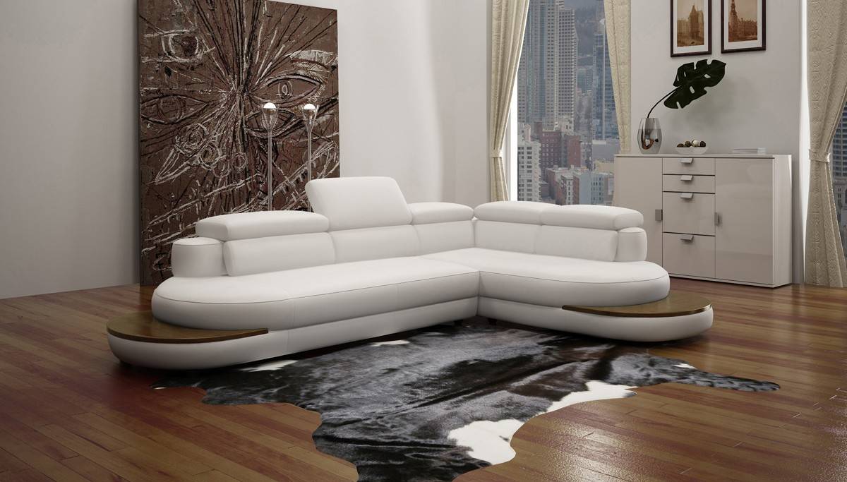 Rounded Shapes Italian Leather Sectional V1514 