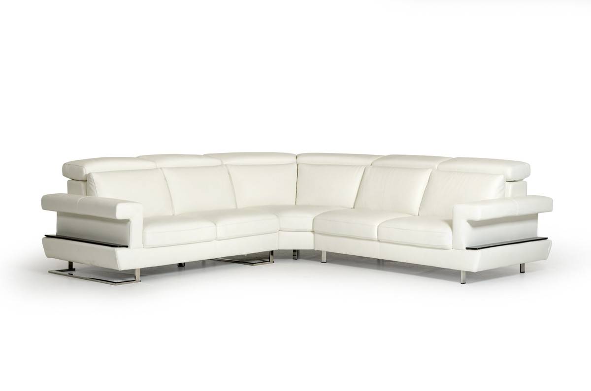 Three Pieced Contemporary Leather Sectional Sofa - Click Image to Close