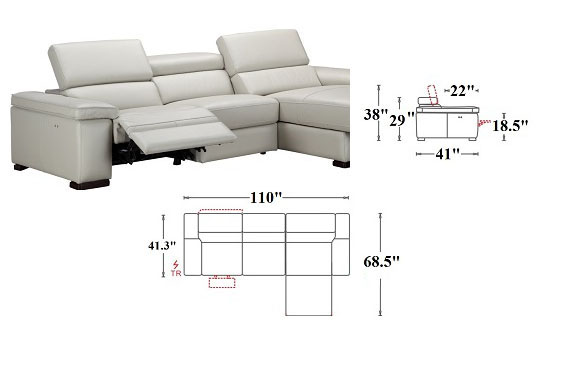 Exquisite Full Leather Sectional with Chaise - Click Image to Close