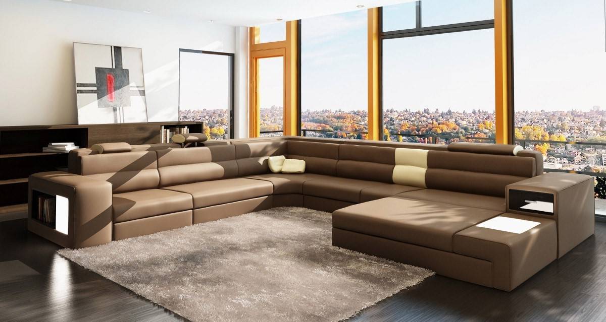 Exotic Half Leather Sectional with Chaise - Click Image to Close