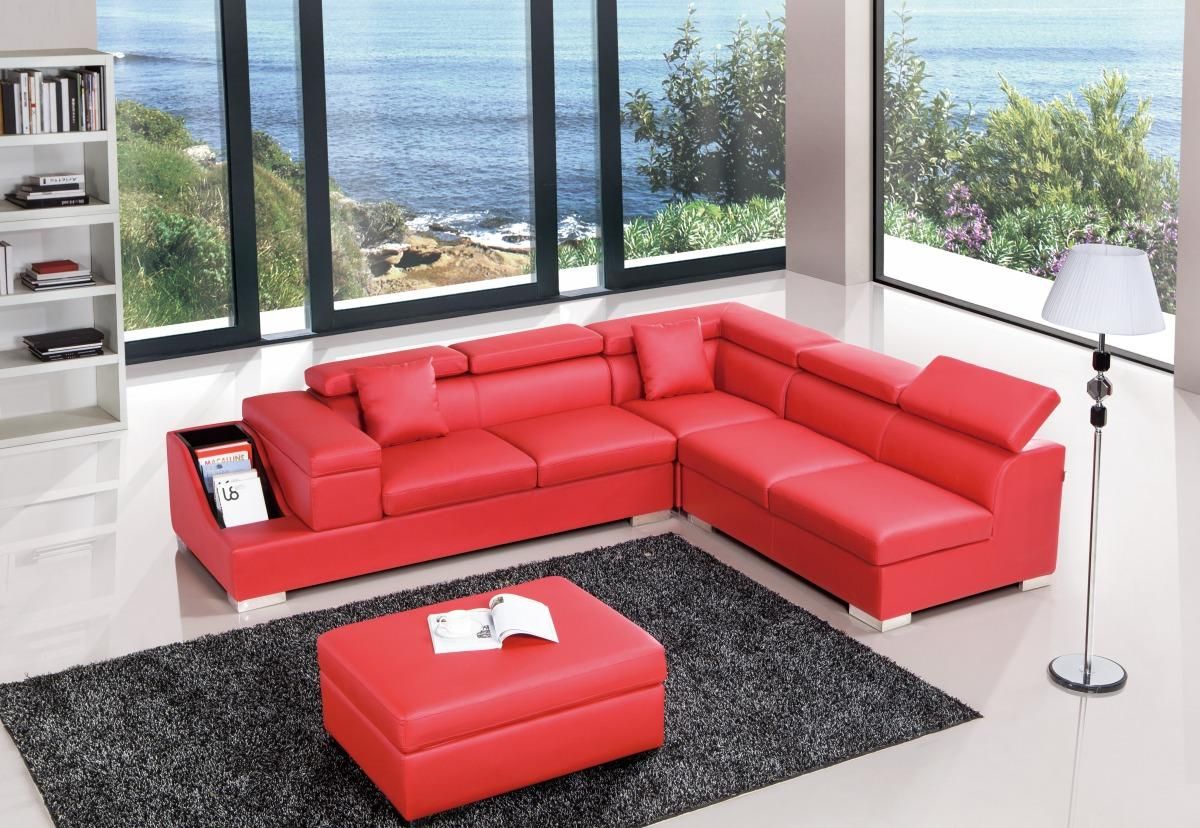 Vt306 Red Leather Sectional 