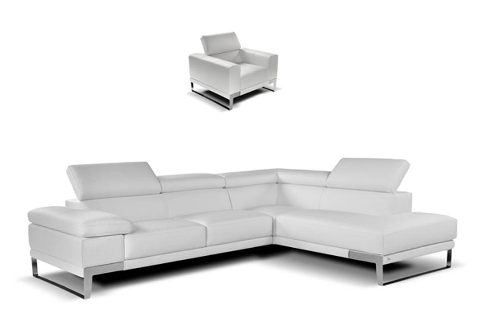 Breathtaking White Sectional with Italian Leather - Click Image to Close