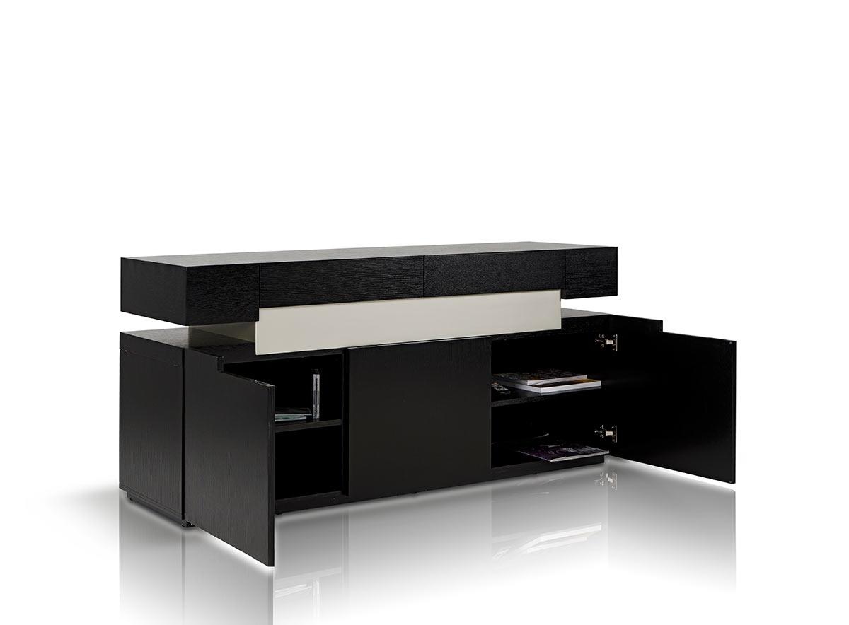 Dark Oak Contemporary Sideboard Buffet with Floating Top - Click Image to Close