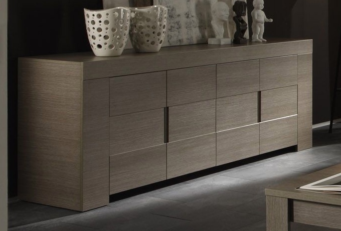 Elite Gray Oak Buffet with Stainless Steel Accents - Click Image to Close