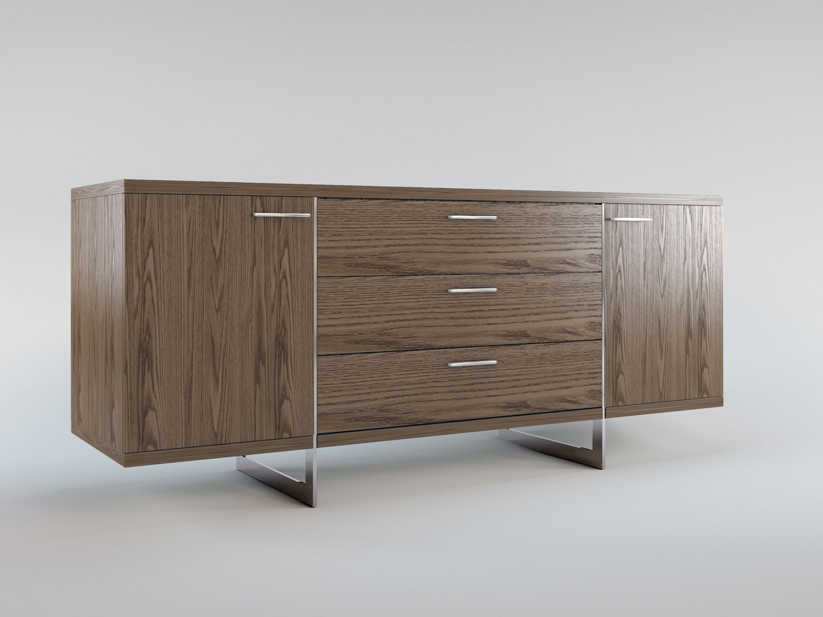 Gorgeous White Oak Buffet with Stainless Steel Base - Click Image to Close
