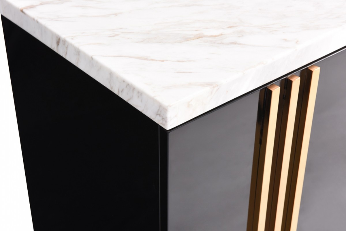 Italian Design Black Modern Buffet Cabinet with Marble - Click Image to Close