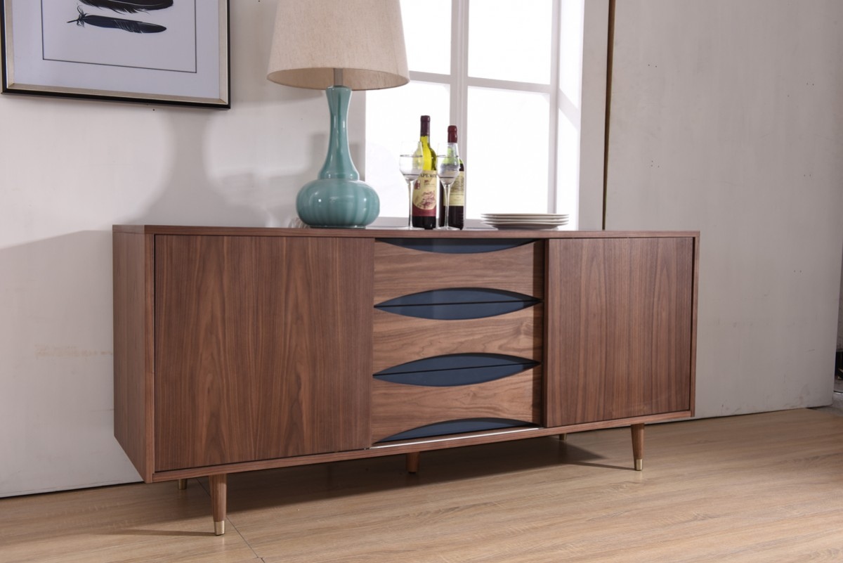 Classic Walnut Veneer Dining Buffet With Brass Feet Phoenix - Modern And Italian Buffets Stylish Accessories classic walnut veneer dining buffet with brass feet phoenix - modern and italian buffets stylish accessories