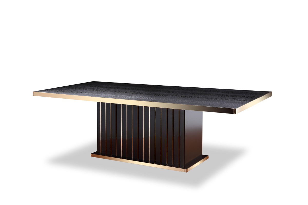 Amazing Black Crocodile and Rose Gold Dining Table - Click Image to Close