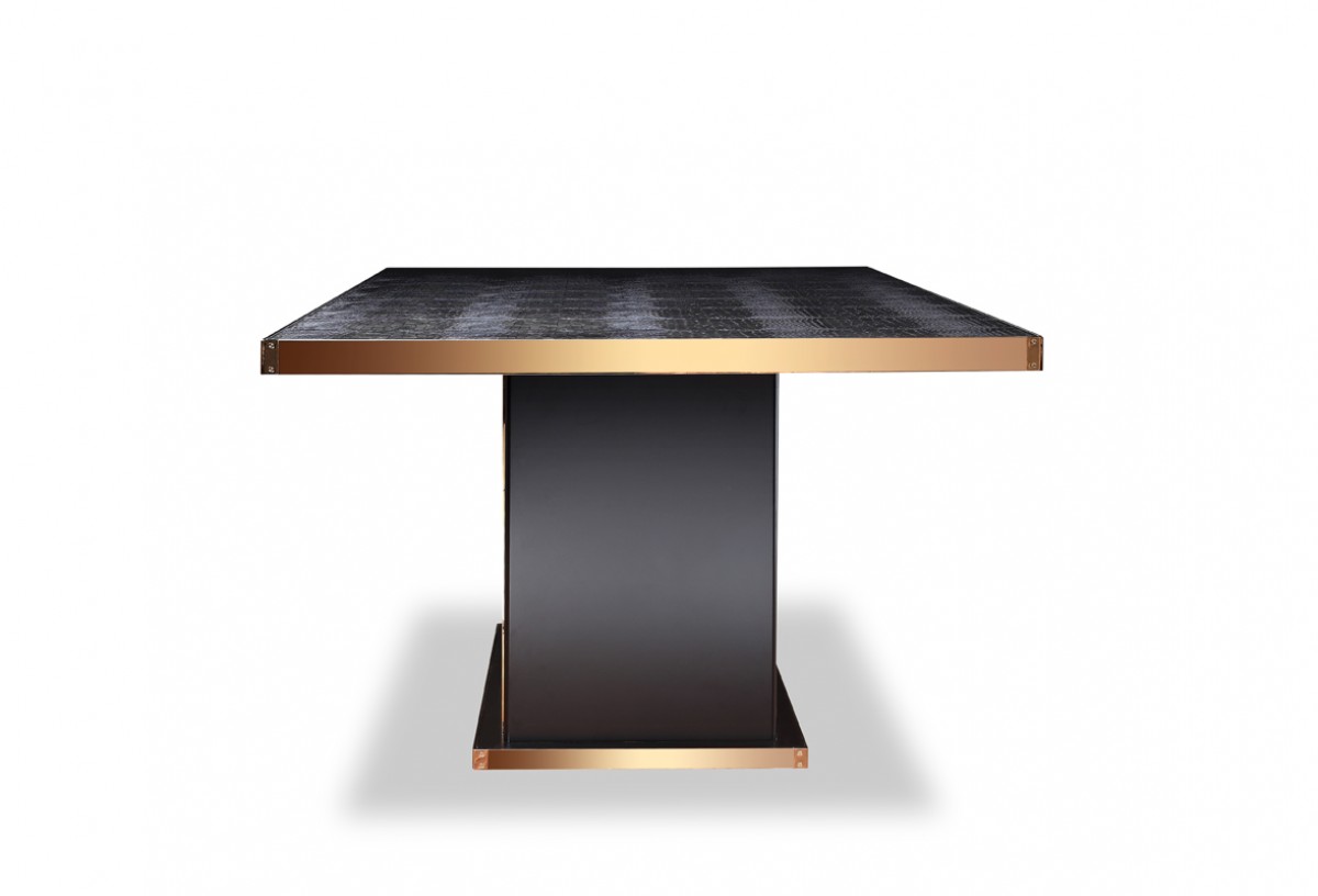 Amazing Black Crocodile and Rose Gold Dining Table - Click Image to Close