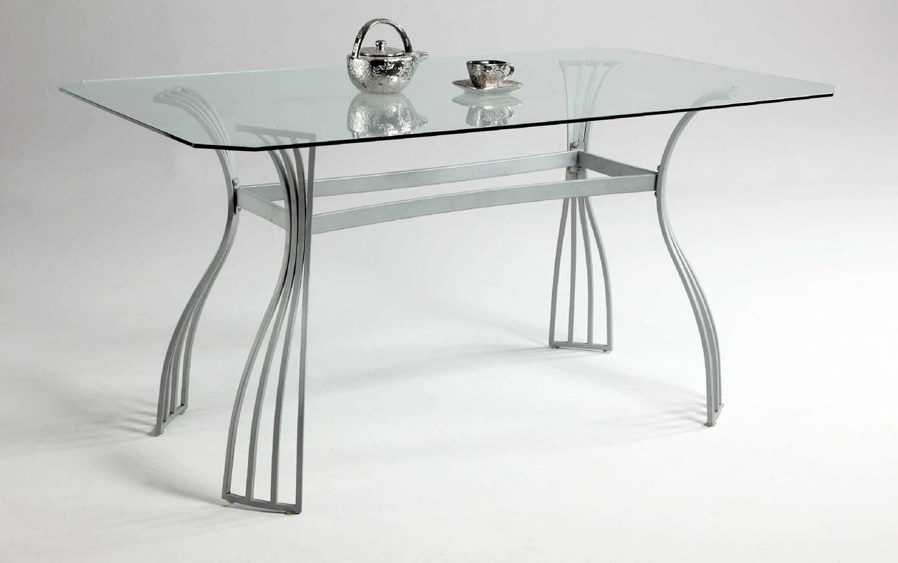 Graceful Rectangular Clear Glass Top Leather Designer 5 pcs Table and Chairs - Click Image to Close