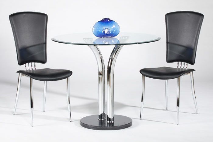 Elegant Round Clear Glass Top Marble Leather Modern Dining Set ... Elegant Round Clear Glass Top Marble Leather Modern Dining Set ...