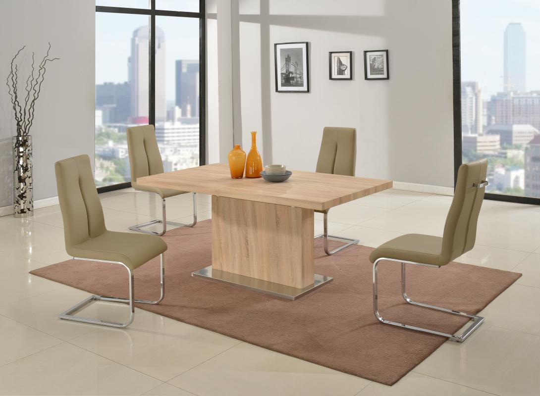 Extendable Rectangular in Wood 5 pc Dinner Set with Leaf - Click Image to Close