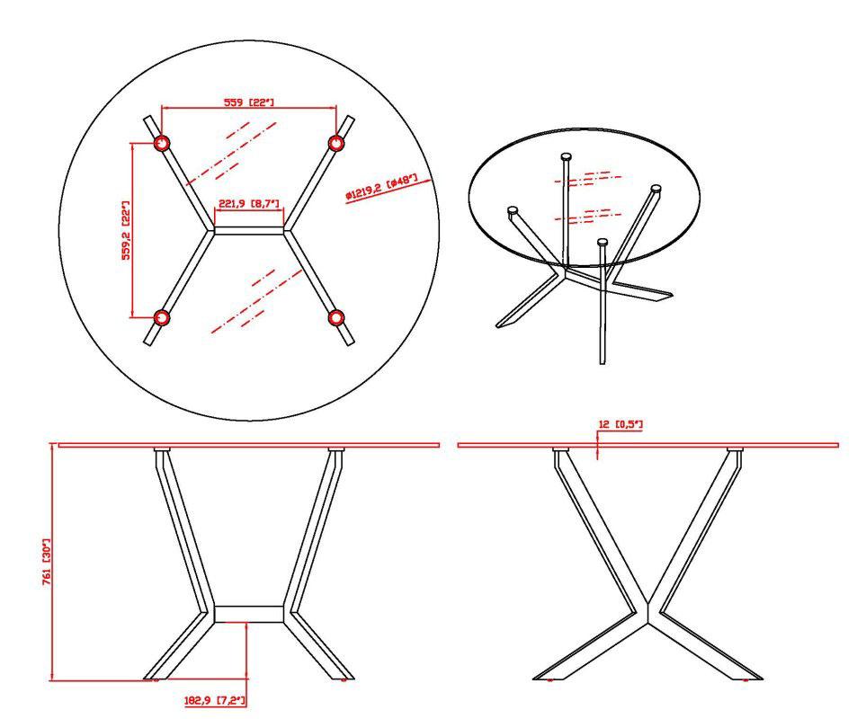 Unique Round Clear Glass Top Dinette Tables and Chairs - Click Image to Close