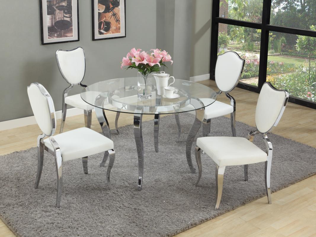 Refined Round Glass Top Dining Room Furniture Dinette Sacramento 