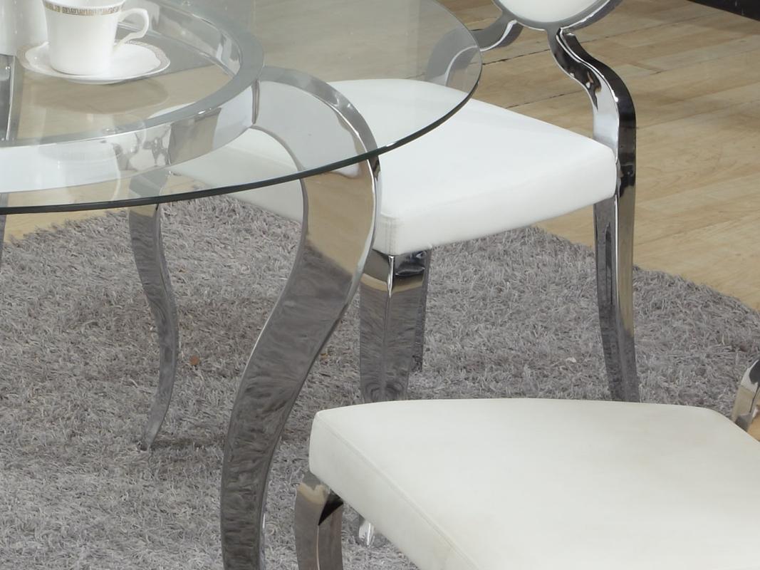 Refined Round Glass Top Dining Room Furniture Dinette - Click Image to Close
