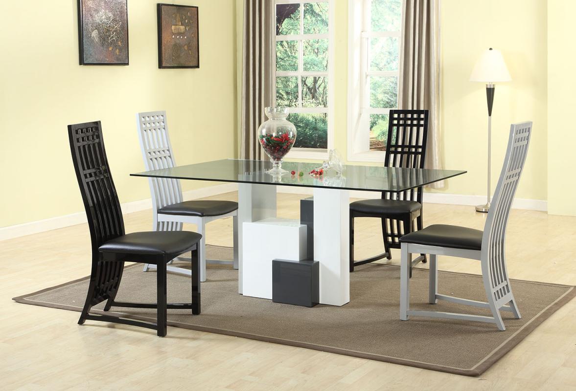 Graceful Rectangular Clear Glass Top Dining Table and Chair Sets Tucson