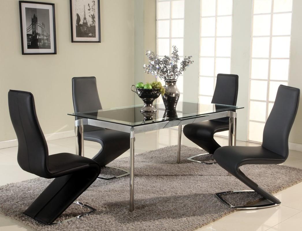 Extendable Glass Top Designer Modern Dining Room - Click Image to Close