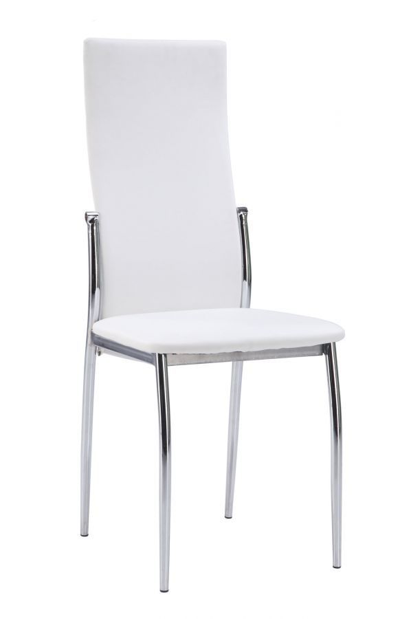 Overnice Rectangular White Glass Top Leather Five Piece Modern Dining - Click Image to Close