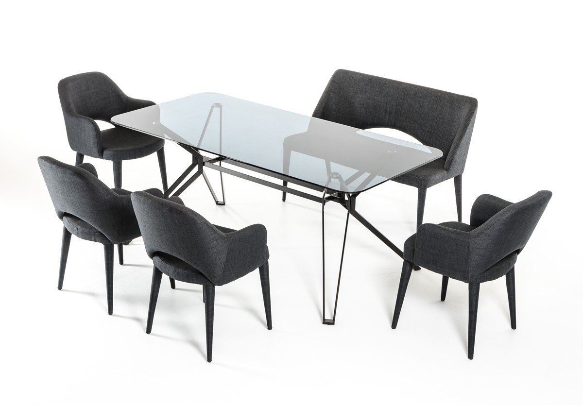 urban industrial design glass and metal grey dining set austin texas