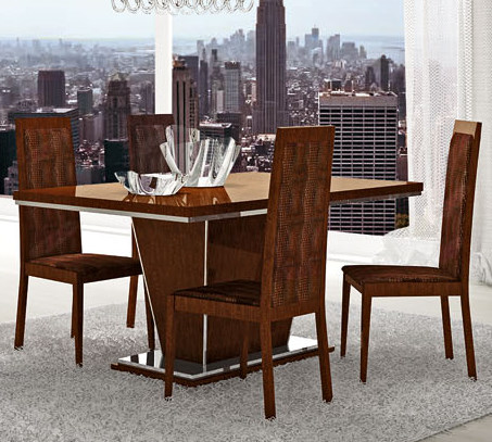 Extendable in Wood Made in Italy Modern Dinner Table Set - Click Image to Close