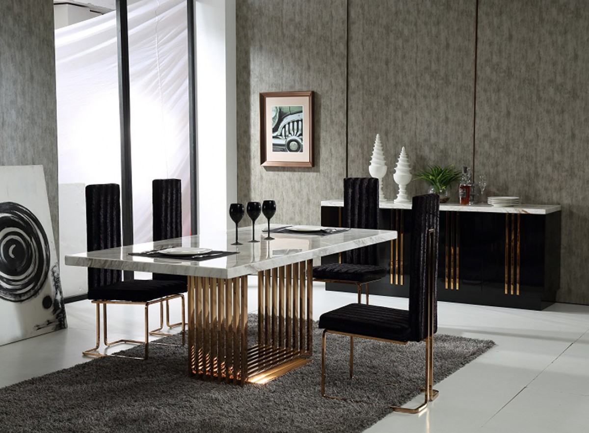 Perfect Marble Top and Rose Gold Base Dining Table San Francisco