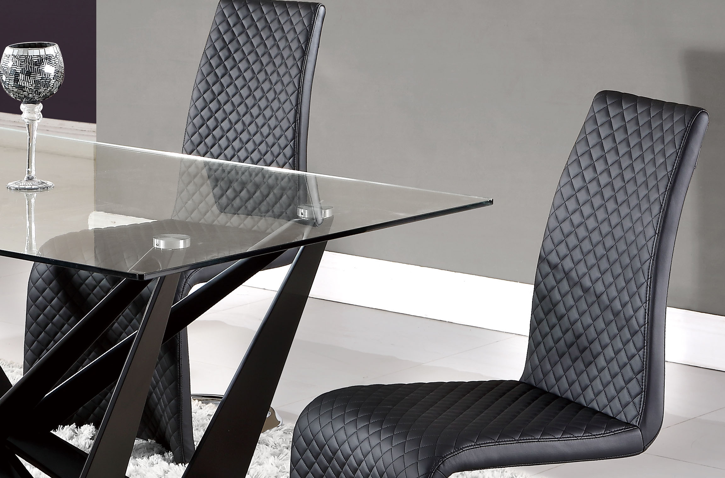 Modern Black Five Piece Dining Set with Matching Chairs - Click Image to Close