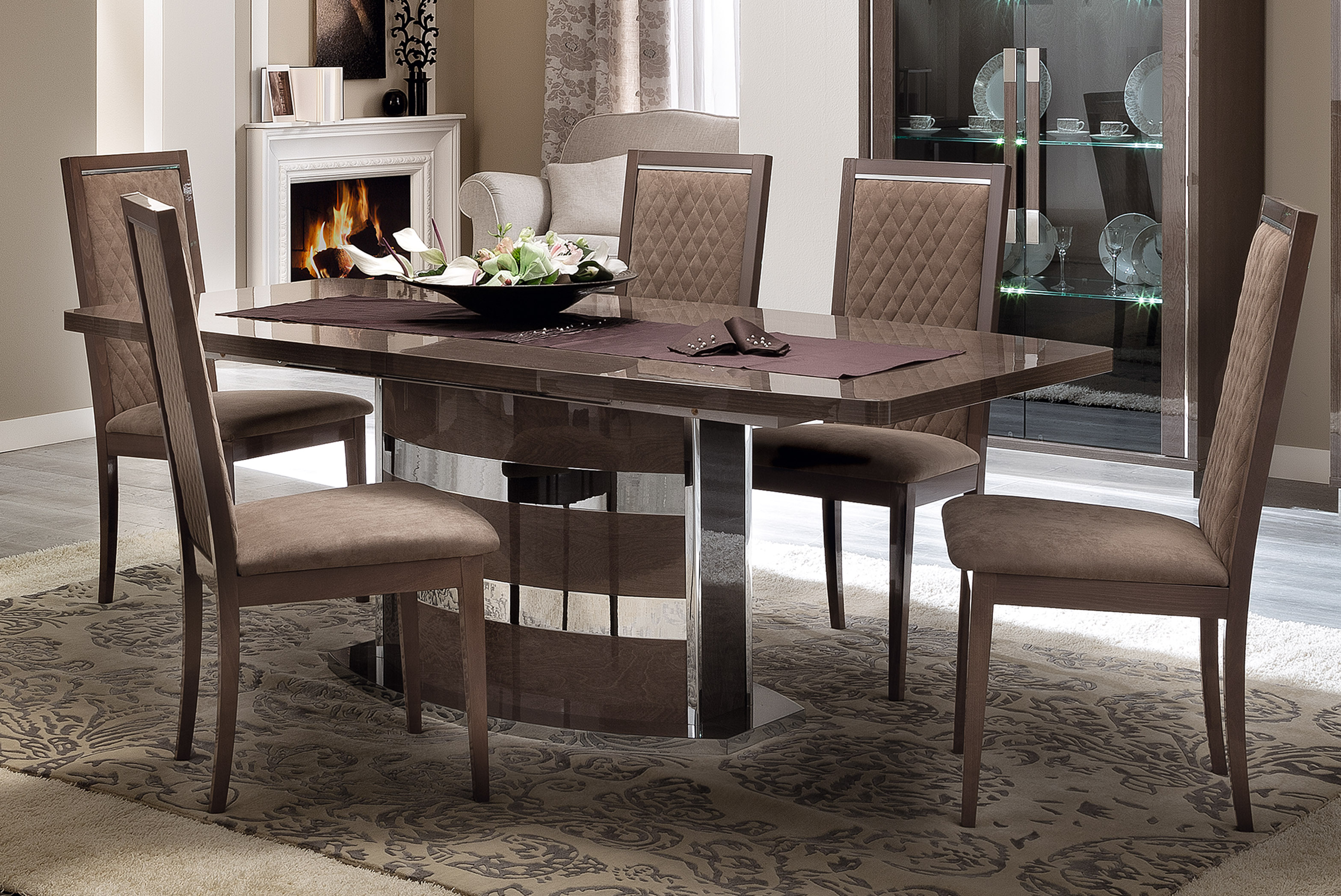 Unique Rectangular in Wood Modern Dining Set - Click Image to Close