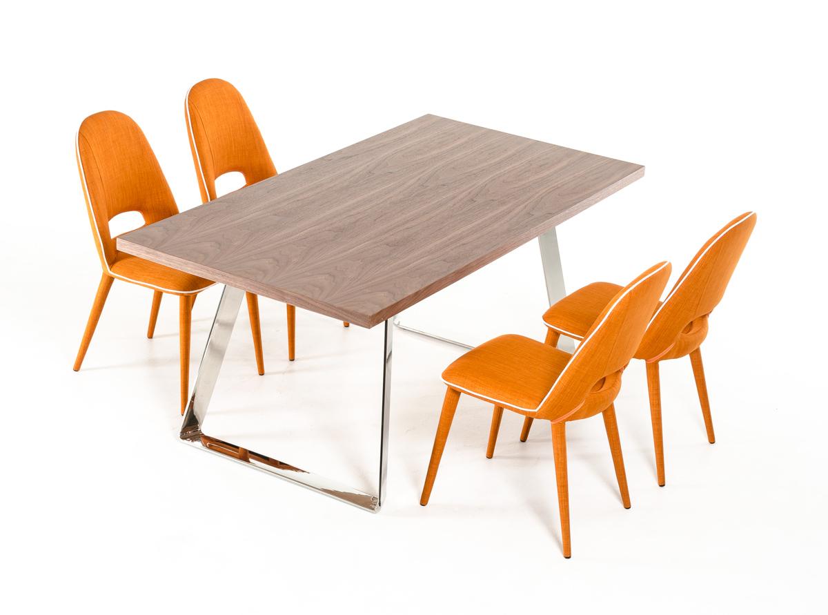Elite Rectangular in Wood Fabric Seats Table and Four Chairs - Click Image to Close