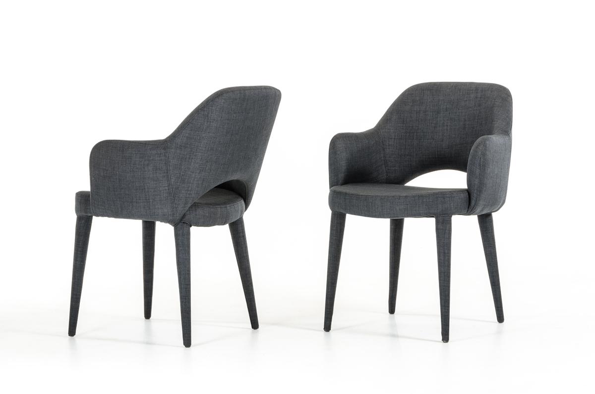 Contemporary Rectangular Glass Top Fabric Seats Modern Dining Set - Click Image to Close