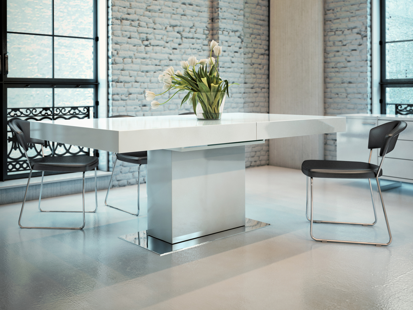 Contemporary Extendable Dining Table With Three Color Options St Modern Dining Tables Dinette Furniture