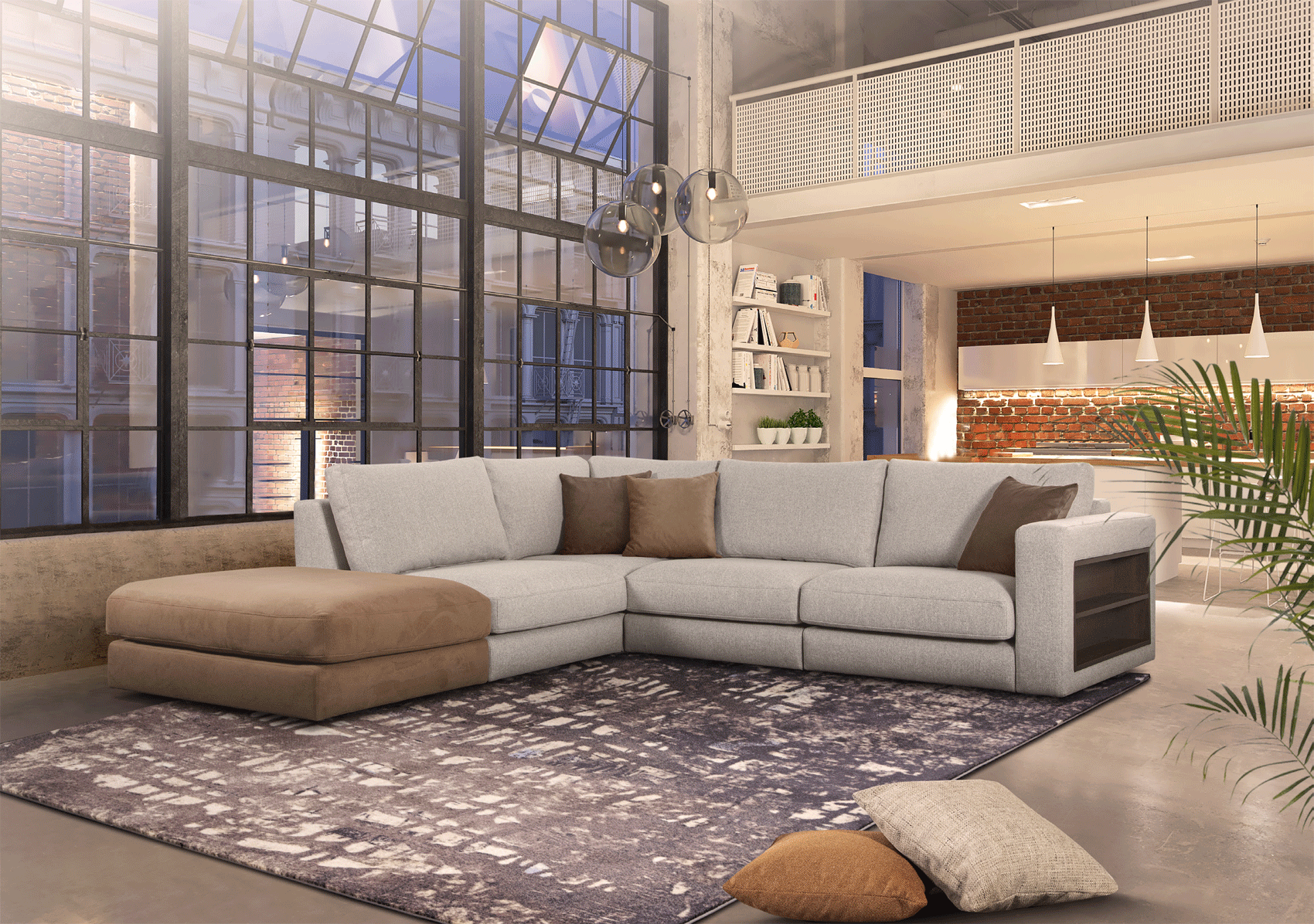 Contemporary Fabric Sectional Sofa