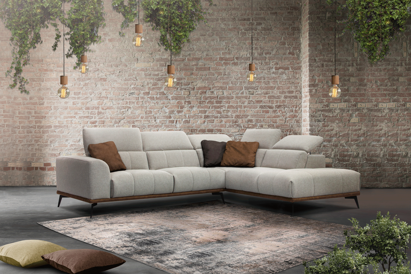 Contemporary Style Microsuede Fabric Sectional Sofa