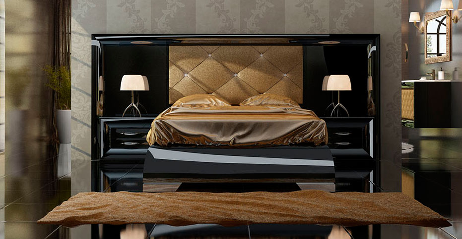 Elegant Lacquer Wood Luxury Bedroom Set - Click Image to Close