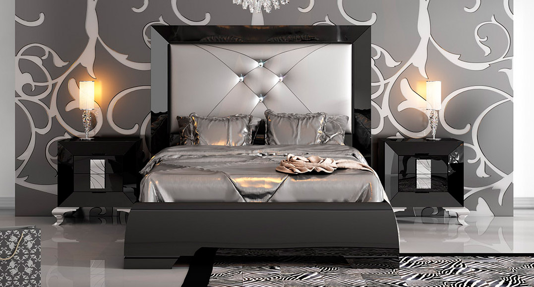Stylish Leather Designer Bedroom with Extra Storage Cases - Click Image to Close