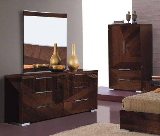 Made in Italy Wood High End Contemporary Furniture in Brown Lacquer - Click Image to Close