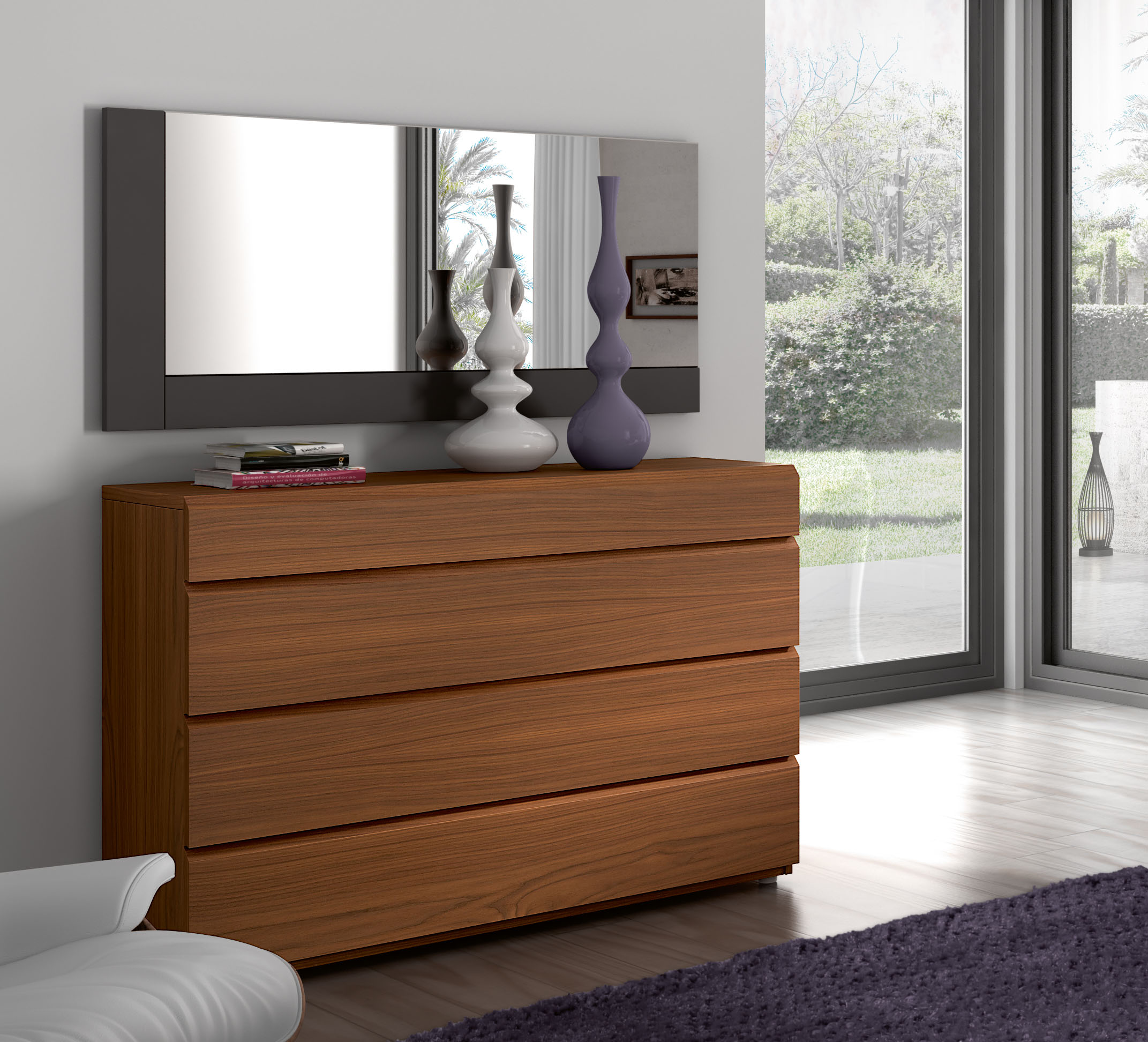 Made in Spain Wood Designer Bedroom Sets with Wide Headboard - Click Image to Close