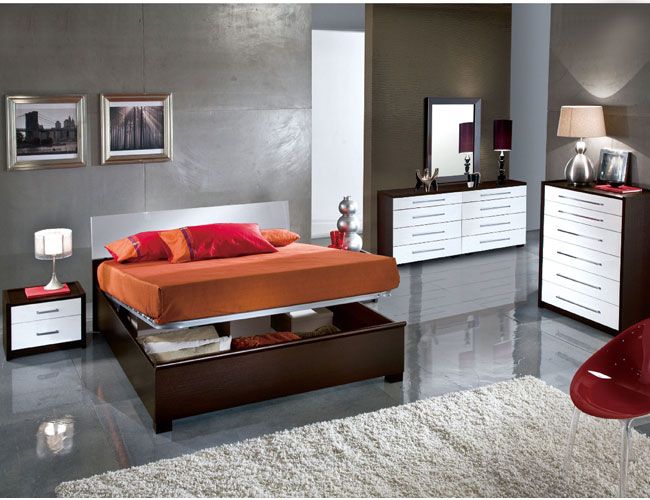 Fashionable Wood Grain Modern Design Bed Set Made in Italy - Click Image to Close