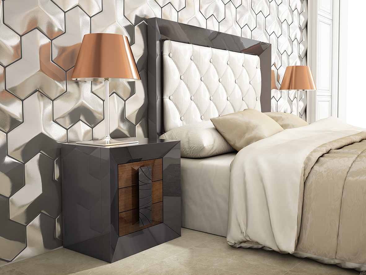 Refined Leather Designer Bedroom Set - Click Image to Close