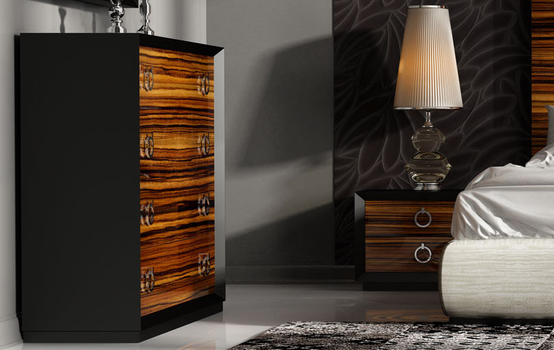 High-class Leather High End Bedroom Furniture Sets in Walnut - Click Image to Close