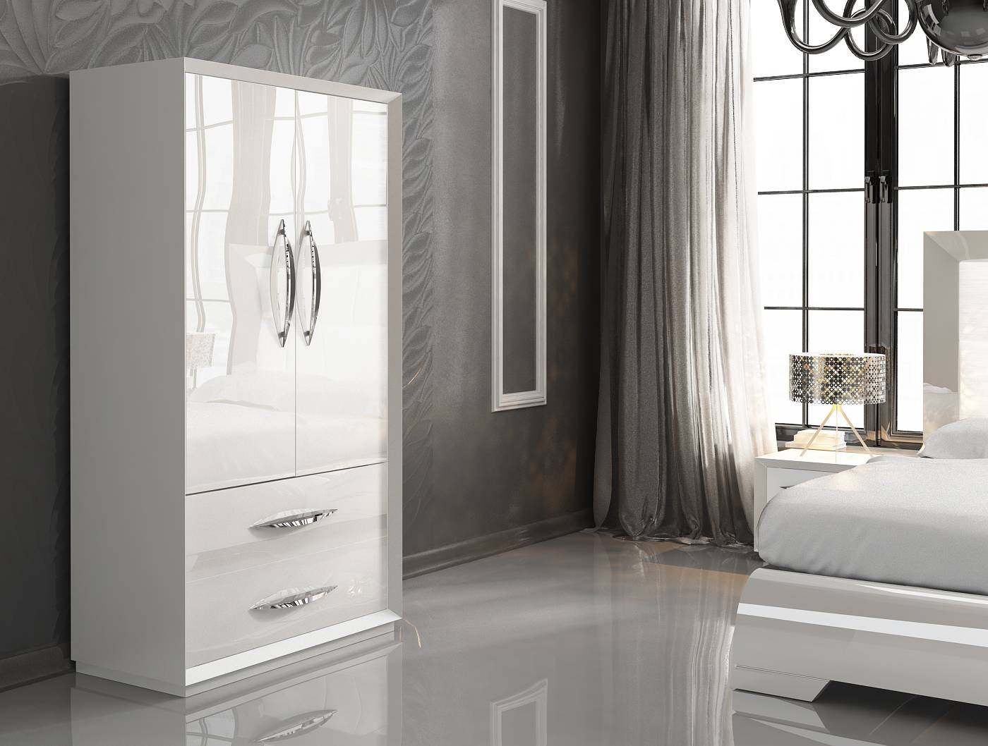 Made in Spain Leather Modern Contemporary Bedroom Designs in White - Click Image to Close