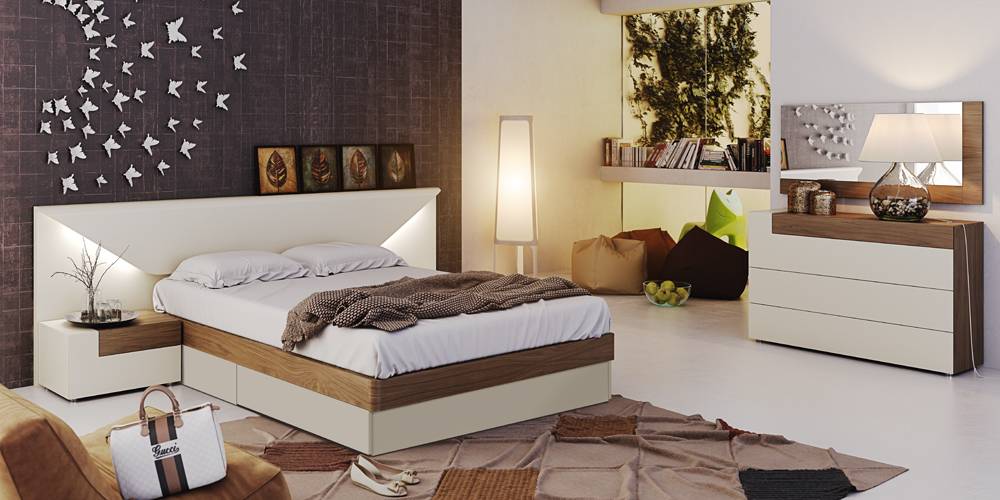 Fashionable Wood Designer Bedroom with Extra Storage - Click Image to Close