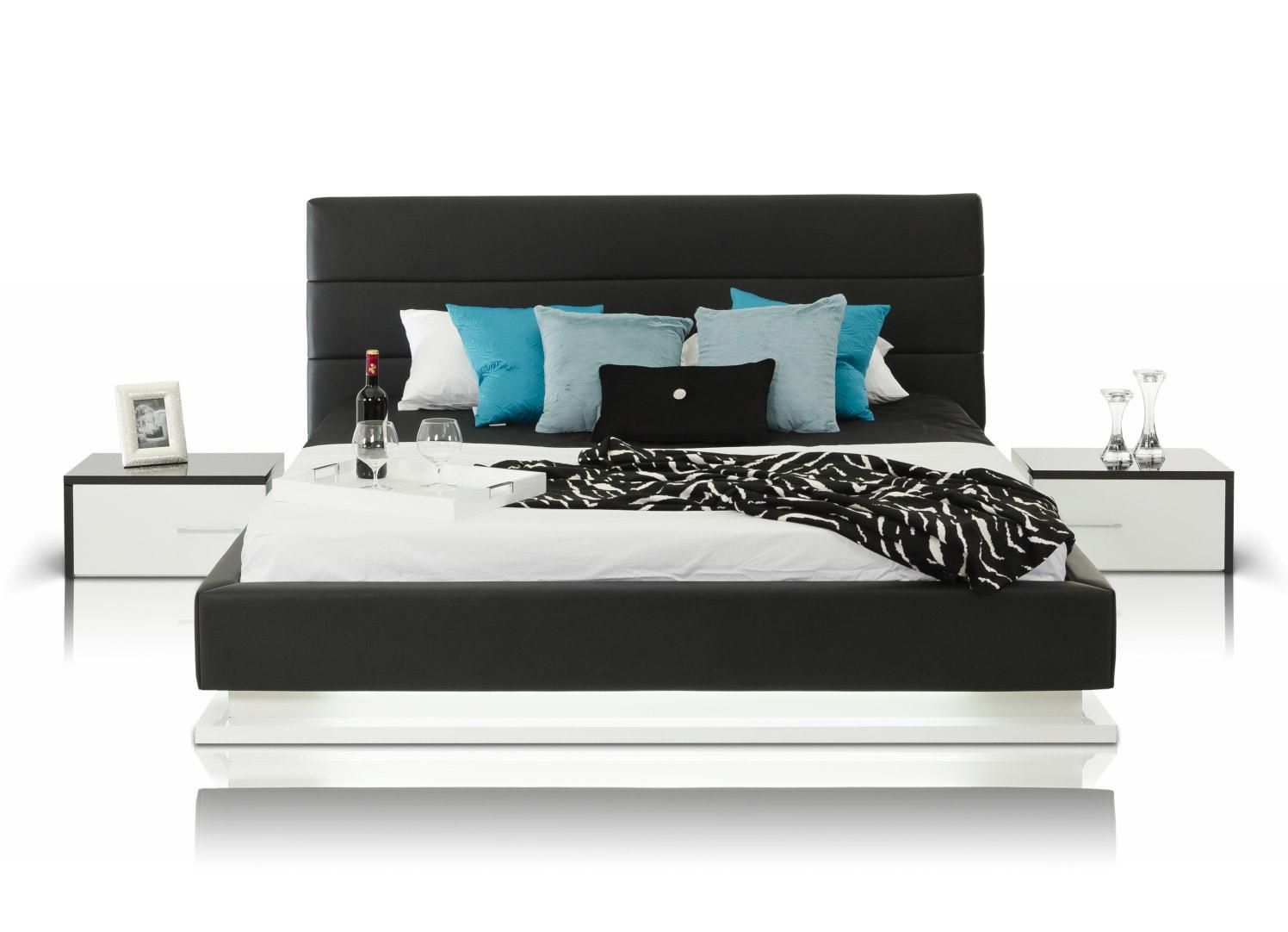Exotic Leather Modern Contemporary Bedroom Sets feat Light - Click Image to Close