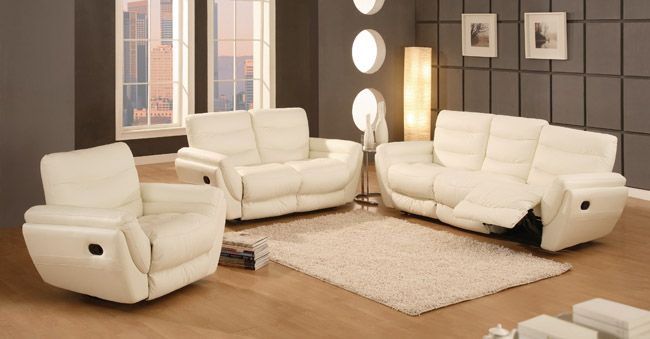 Comfortable Cream Leather Sofa With Adjustable Footrest Lotus : Prime ...